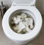 Papel e resíduos no vaso